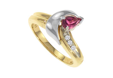Fine Jewelry Vault ZR843PT101 Pink Tourmaline And Diamond Ring 14K Two Tone White amp;amp; Yellow Gold 0.50 CT TGW Size: 7
