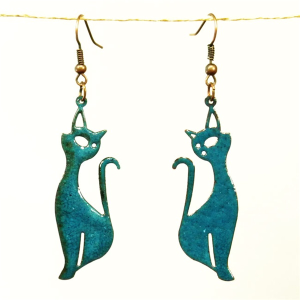 Gifts with Humanity CJCECAT-Blue-229521 Precious Purrs Enamel Cat Earrings