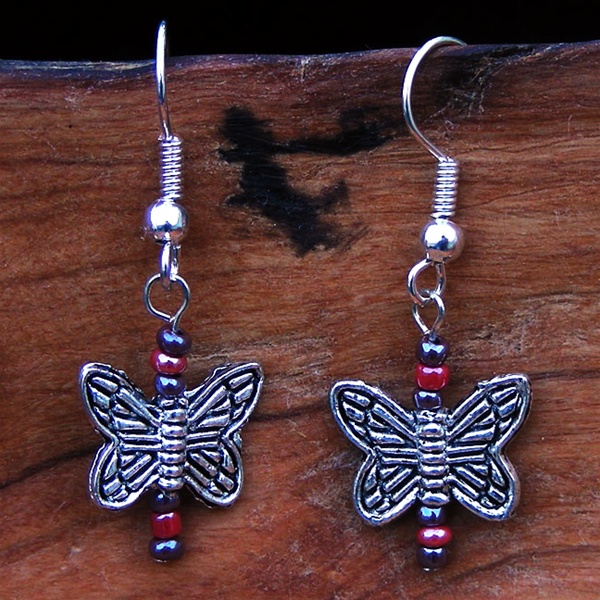 Gifts with Humanity YJSE01-Pink-228014 Playful Butterflies Earrings