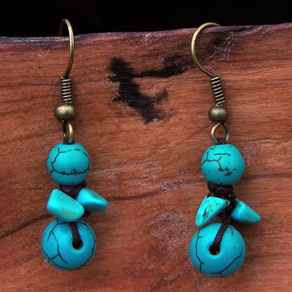 Gifts with Humanity YJTE01-Turq-228011 Knotted Turquoise Earrings