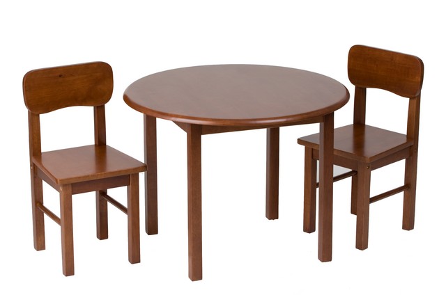 Giftmark 1407C Natural Hardwood Round Table and Chair Set  Cherry Finish