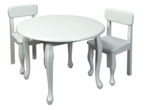 Giftmark 3001W Natural Hardwood Queen Anne Rectangle Table and Chair Set White