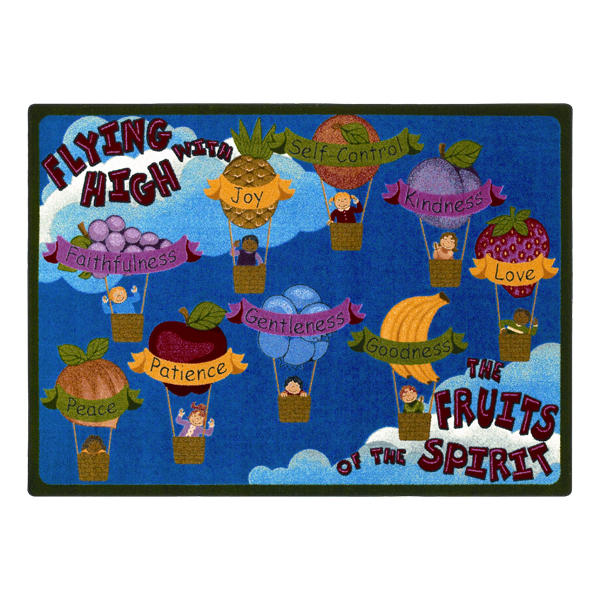 1549D Fruits of the Spirit 7 ft.8 in. x 10 ft.9 in. WearOn Nylon Machine Tufted- Cut Pile Educational- Faith Based Rug