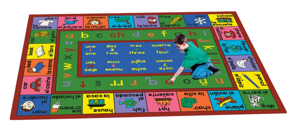 1412D LenguaLink- Spanish 7 ft.8 in. x 10 ft.9 in. WearOn Nylon Machine Tufted- Cut Pile Educational Rug