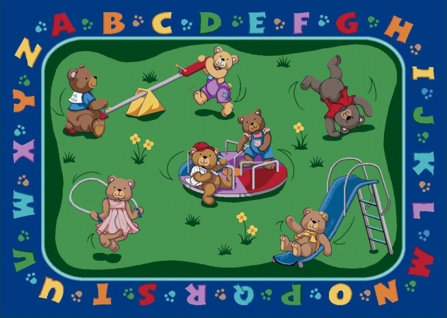 1437c Teddy Bear Playground 5 Ft.4 In. X 7 Ft.8 In. 100 Pct. Stainmaster Nylon Machine Tufted- Cut Pile Educational Rug