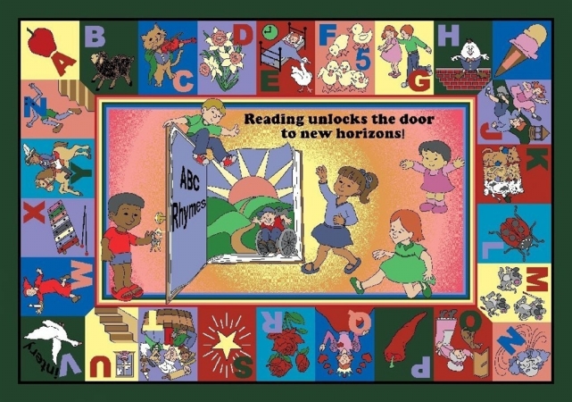 1457D Read & Rhyme 7 ft.8 in. x 10 ft.9 in. WearOn Nylon Machine Tufted- Cut Pile Educational Rug