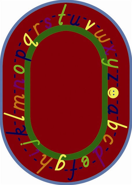 1478DD-03 AlphaScript Red 7 ft.8 in. x 10 ft.9 in. Oval WearOn Nylon Machine Tufted- Cut Pile Educational Rug