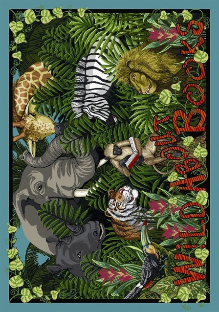 1494D Wild About Books 7 ft.8 in. x 10 ft.9 in. WearOn Nylon Machine Tufted- Cut Pile Educational Rug