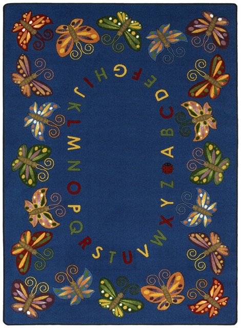 1541D Butterfly Delight 7 ft.8 in. x 10 ft.9 in. WearOn Nylon Machine Tufted- Cut Pile Educational Rug