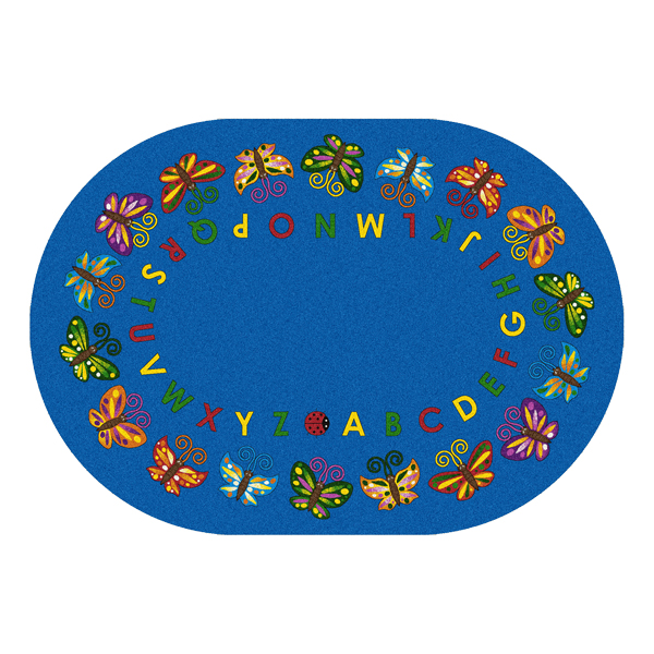 1541DD Butterfly Delight 7 ft.8 in. x 10 ft.9 in. Oval WearOn Nylon Machine Tufted- Cut Pile Educational Rug