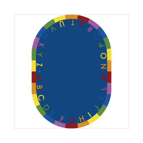 1543DD-02 Rainbow Alphabet Soft 7 ft.8 in. x 10 ft.9 in. Oval WearOn Nylon Machine Tufted- Cut Pile Educational Rug