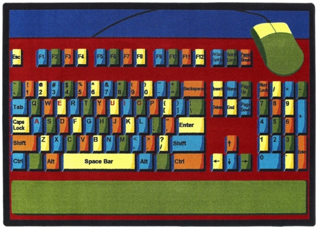 1590D-01 Keyboard Connection 7 ft.8 in. x 10 ft.9 in. WearOn Nylon Machine Tufted- Cut Pile Educational Rug