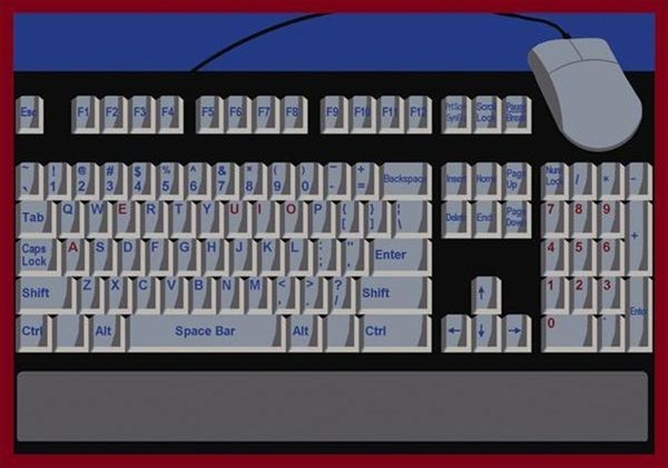 1590D-03 Keyboard Connection Gray 7 ft.8 in. x 10 ft.9 in. WearOn Nylon Machine Tufted- Cut Pile Educational Rug
