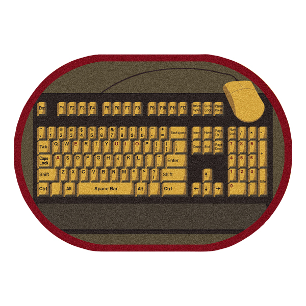 1590DD-02 Keyboard Connection Brown 7 ft.8 in. x 10 ft.9 in. Oval WearOn Nylon Machine Tufted- Cut Pile Educational Rug