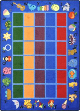 1624D-01 Alphabet Phonics Blue 7 ft.8 in. x 10 ft.9 in. WearOn Nylon Machine Tufted- Cut Pile Educational Rug