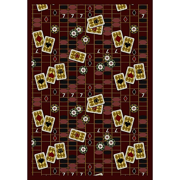 1509D-01 Feeling Lucky Burgundy 7 ft.8 in. x 10 ft.9 in. WearOn Nylon Machine Tufted- Cut Pile Gaming and Entertainment Rug
