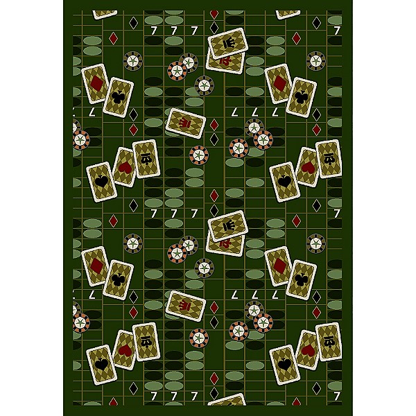 1509D-02 Feeling Lucky Emerald 7 ft.8 in. x 10 ft.9 in. WearOn Nylon Machine Tufted- Cut Pile Gaming and Entertainment Rug