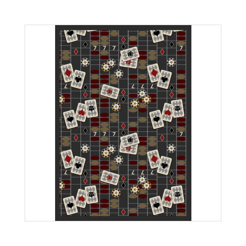 1509D-03 Feeling Lucky Charcoal 7 ft.8 in. x 10 ft.9 in. WearOn Nylon Machine Tufted- Cut Pile Gaming and Entertainment Rug