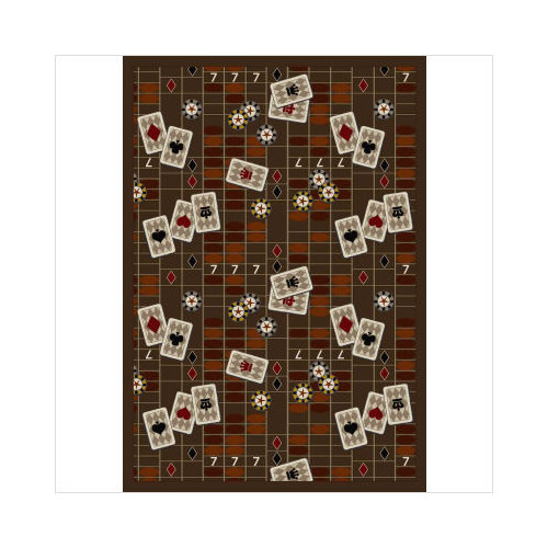 1509D-04 Feeling Lucky Chocolate 7 ft.8 in. x 10 ft.9 in. WearOn Nylon Machine Tufted- Cut Pile Gaming and Entertainment Rug