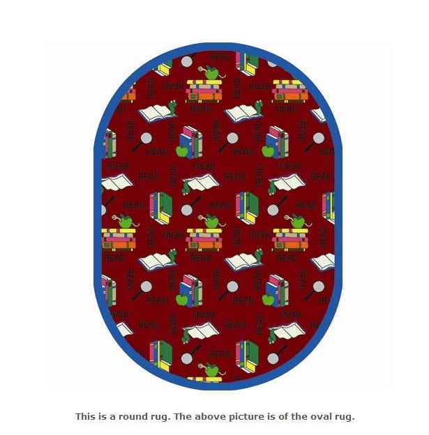 1419e-03 Bookworm Red 7 Ft.7 In. Round 100 Pct. Stainmaster Nylon Machine Tufted- Cut Pile Just For Kids Rug