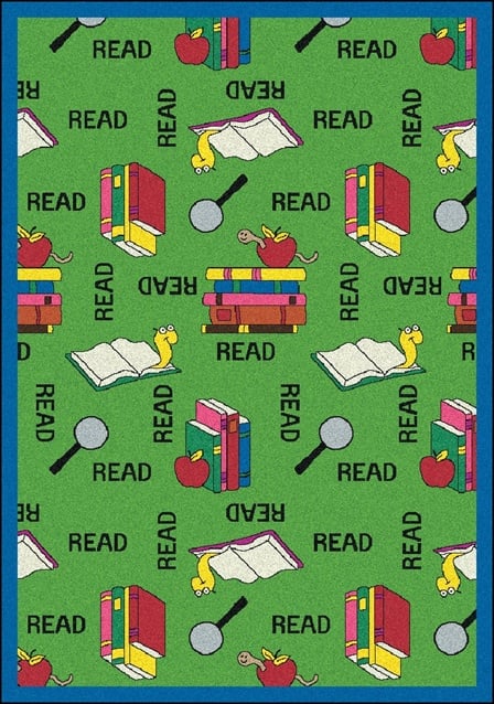 1419b-02 Bookworm Green 3 Ft.10 In. X 5 Ft.4 In. 100 Pct. Stainmaster Nylon Machine Tufted- Cut Pile Just For Kids Rug