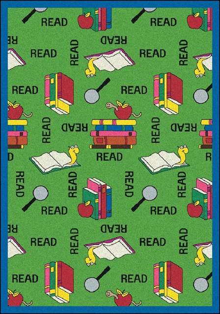 1419d-02 Bookworm Green 7 Ft.8 In. X 10 Ft.9 In. 100 Pct. Stainmaster Nylon Machine Tufted- Cut Pile Just For Kids Rug