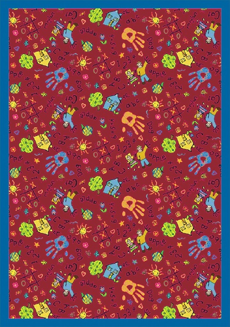 1423d-03 Scribbles Red 7 Ft.8 In. X 10 Ft.9 In. 100 Pct. Stainmaster Nylon Machine Tufted- Cut Pile Just For Kids Rug