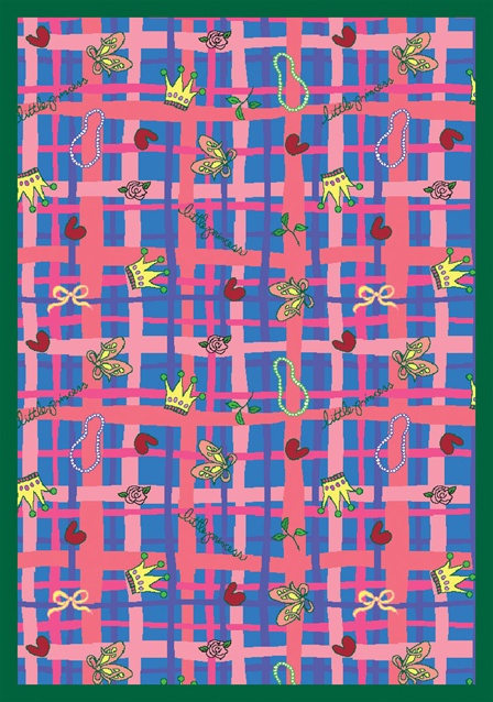 1440D-03 My Little Princess Blue 7 ft.8 in. x 10 ft.9 in. WearOn Nylon Machine Tufted- Cut Pile Just for Kids Rug