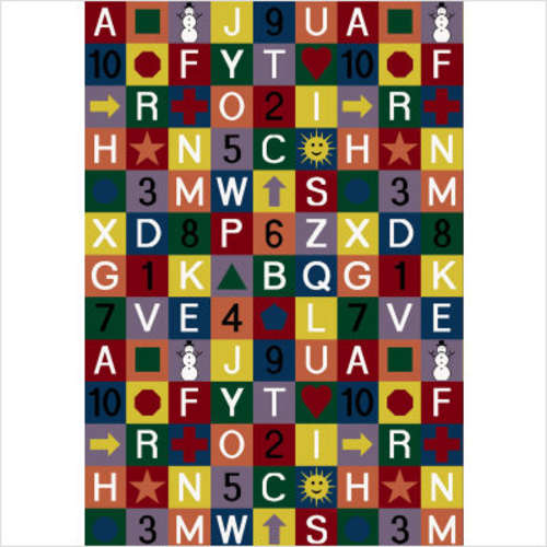 53D Edu-Squares 7 ft.8 in. x 10 ft.9 in. WearOn Nylon Machine Tufted- Cut Pile Just for Kids Rug