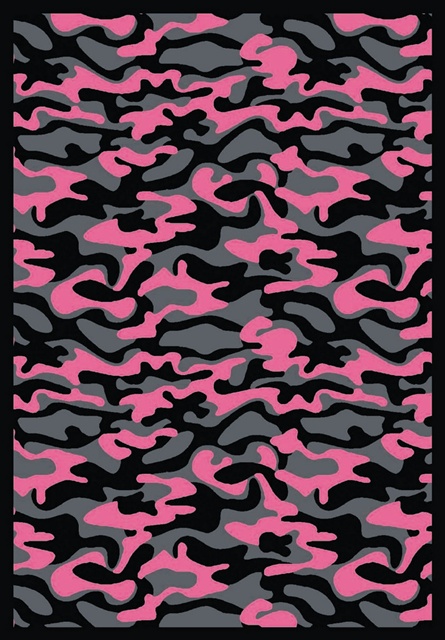 1526D-01 Funky Camo Pink 7 ft.8 in. x 10 ft.9 in. WearOn Nylon Machine Tufted- Cut Pile Whimsy Rug