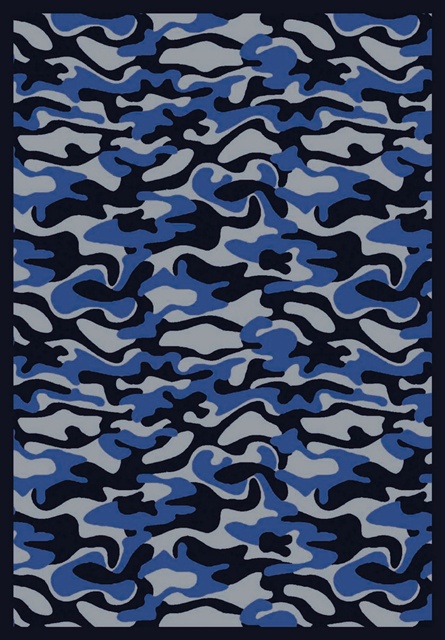 1526D-03 Funky Camo Blue 7 ft.8 in. x 10 ft.9 in. WearOn Nylon Machine Tufted- Cut Pile Whimsy Rug