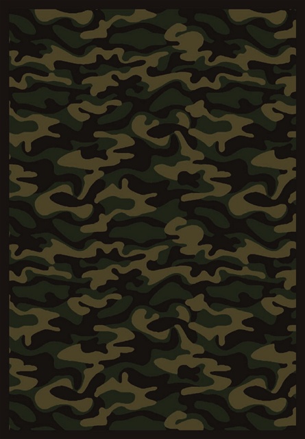 1526D-04 Funky Camo Dark Army 7 ft.8 in. x 10 ft.9 in. WearOn Nylon Machine Tufted- Cut Pile Whimsy Rug