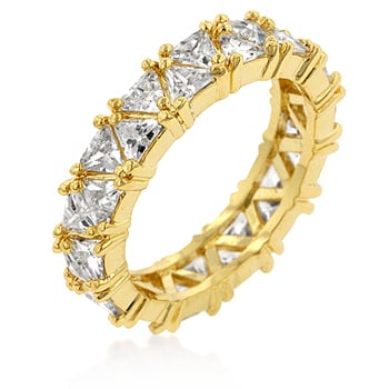 R08010G-C01-06 18k Gold Plated to an Eternity Style Featuring Pave Trillion Cut Clear CZs - Size 6