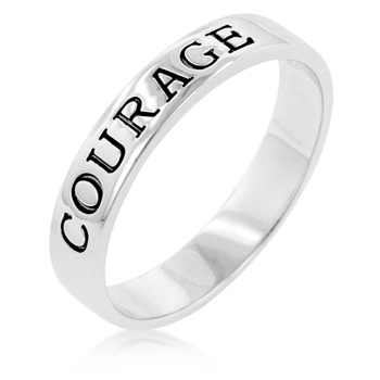 J Goodin R08076RSV0007 White Gold Rhodium Bonded to .925 Sterling Silver Base Metal Courage Ring in Silvertone