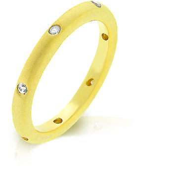 J Goodin R07810FC0109 14k Matte Gold Bonded Wedding Eternity Band with Bezel Handset Clear CZs
