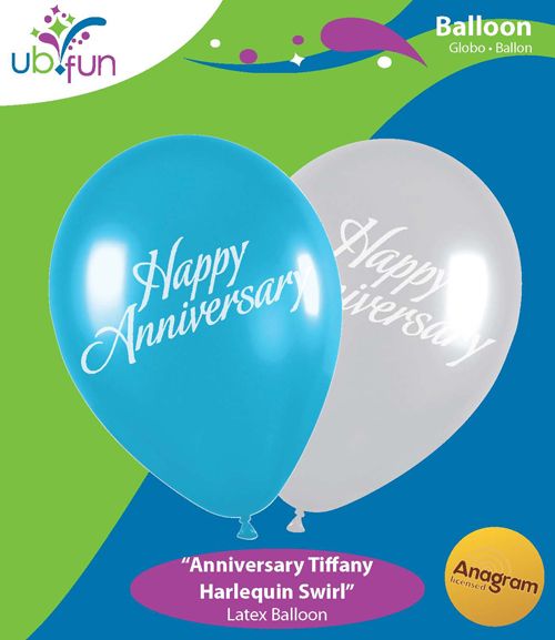 UB FUN A1449810 ANNIVERSARY TIFFANNY HARLEQUIN SWIRL LATEX BALLOON 20PCS