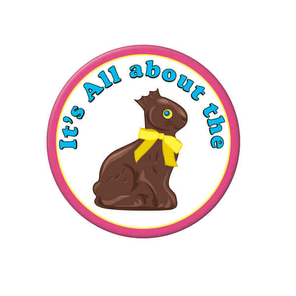 Beistle 40180 3.5'' It's All About The Chocolate Bunny Button - Pack of 12