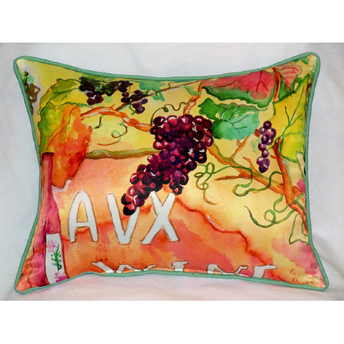 Betsy Drake HJ600 Wine and Grapes Art Only Pillow 16apos;apos;x20apos;apos;