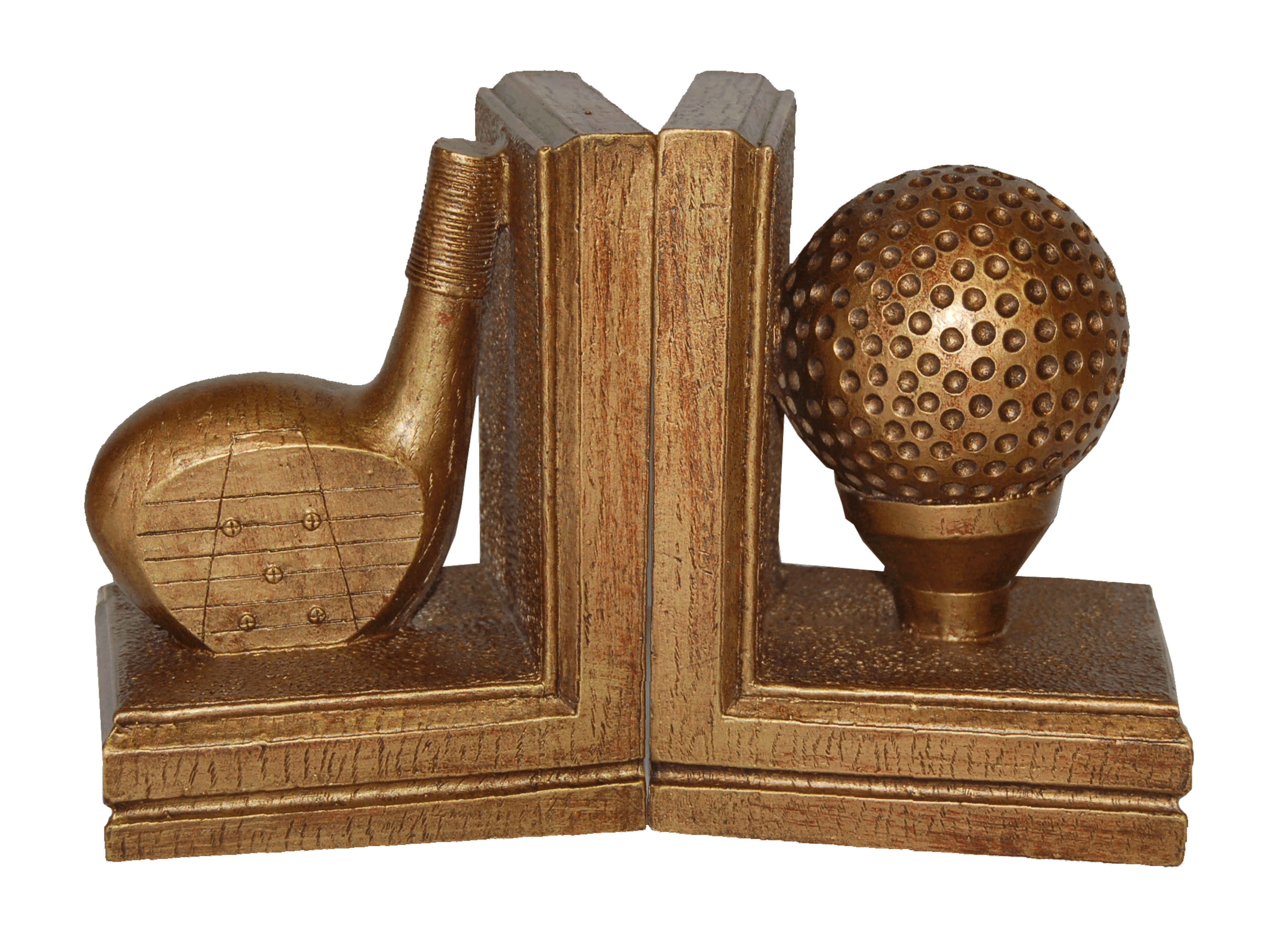 CraftTex 34291TG Golf Bookends Tarnished Gold