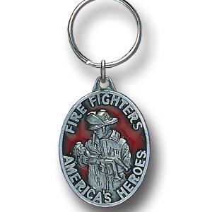 American Metal KR219E Pewter Key Ring Fire Fighters America s Hero s
