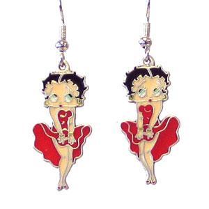 Siskiyou SportsBBER1 Betty Boop Dangle Earrings Betty in Red Dress