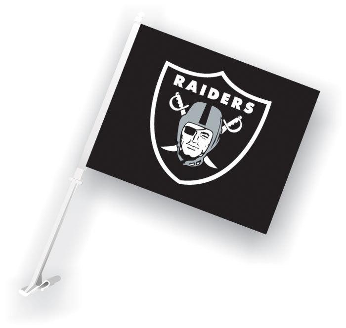 Fremont Die#44; Inc. 98904 Car Flag W/Wall Brackett Set Of 2 Oakland Raiders