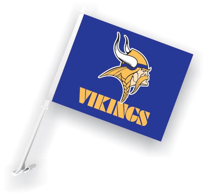 Fremont Die#44; Inc. 98915 Car Flag W/Wall Brackett Set Of 2 Minnesota Vikings