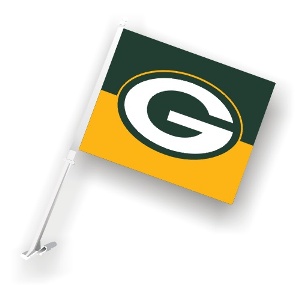 Fremont Die#44; Inc. 98956 Car Flag W/Wall Brackett Set Of 2 Green Bay Packers