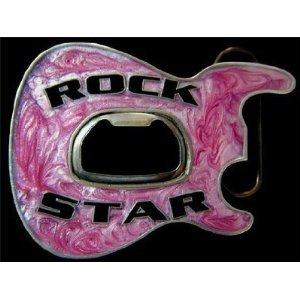 Utensils One Rock Star Guitar Belt Buckle With Bottle Opener Pink