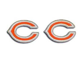 American Metal FSE005 Studded NFL Earrings Chicago Bears