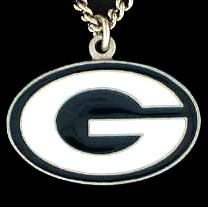 American Metal FN115 NFL Logo Necklace Green Bay Packers