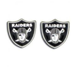 American Metal FSE125 Studded NFL Earrings Oakland Raiders
