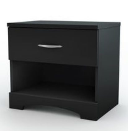 South Shore 3107062 Step One Bedroom Collection Single Drawer Nightstand  Black