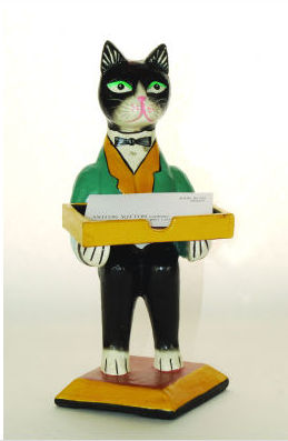 Ashton Sutton AST50 Wooden Cat Card Holder